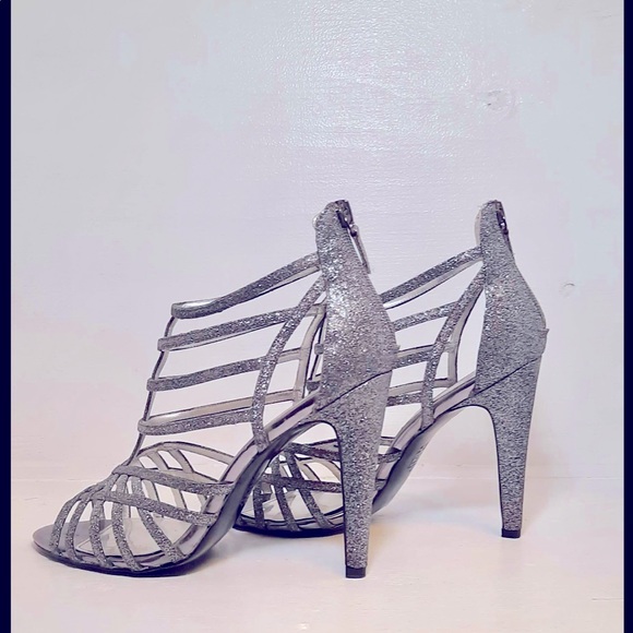 NINA MEDINA PEWTER BABY GLITTER HEEL SHOES WOMEN’S SZ 9 M - Picture 6 of 9